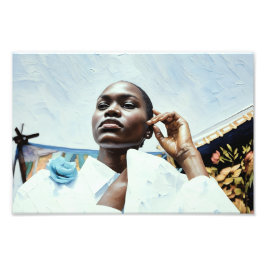 Elegante in Blau Fotodruck