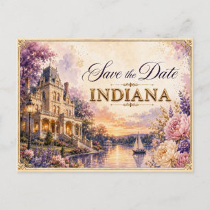 Elegante Indiana Save-the-Date-Hochzeits-Einladung Postkarte
