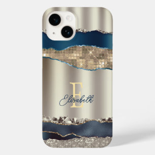 Elegante Indigo-Blau-Achat-Pailletten  Case-Mate iPhone 14 Hülle