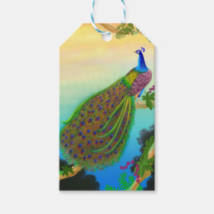 Elegante indische blaue Pfau-Geschenk-Umbauten Geschenkanhänger