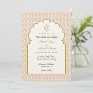 Elegante indische Hochzeit mit Ganesh rosa Einladu Einladung