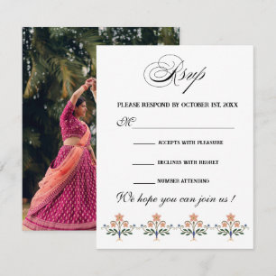 Elegante indische Hochzeit RSVP Karte