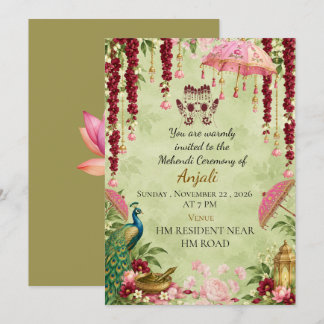 Elegante indische Hochzeits-Mehendi-Zeremonie-Einl Einladung