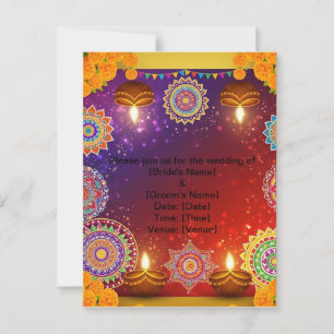 Elegante indische Save-the-Date-Postkarte Postkarte