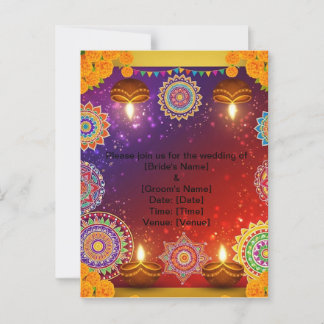 Elegante indische Save-the-Date-Postkarte Postkarte