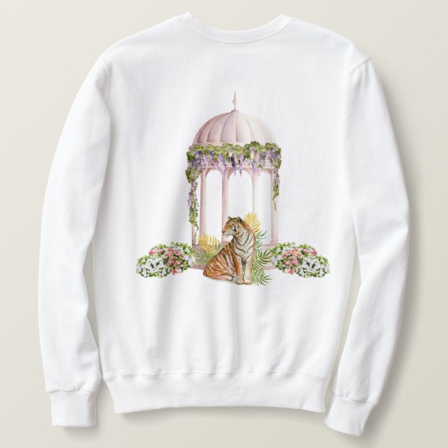 Elegante indische Tiger Ästhetik Botanische Print Sweatshirt (Design Rückseite)