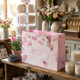 Elegante, individuell anpassbare Pink Petal Gesche Große Geschenktüte