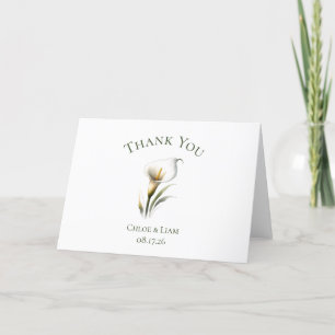 Elegante individuelle Calla-Lilien-Blumen-Hochzeit Dankeskarte