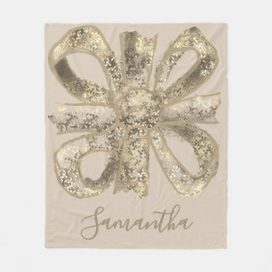 Elegante individuelle gold-beige Blumen-Schleife, Fleecedecke