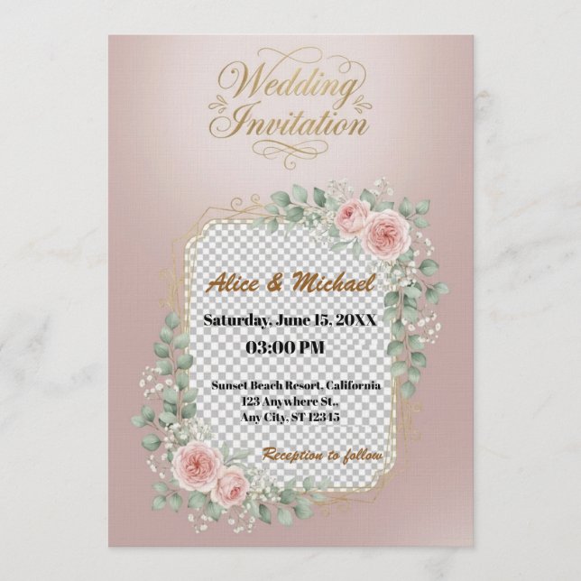 Elegante individuelle Hochzeitseinladung – Minimal Einladung (Vorderseite)