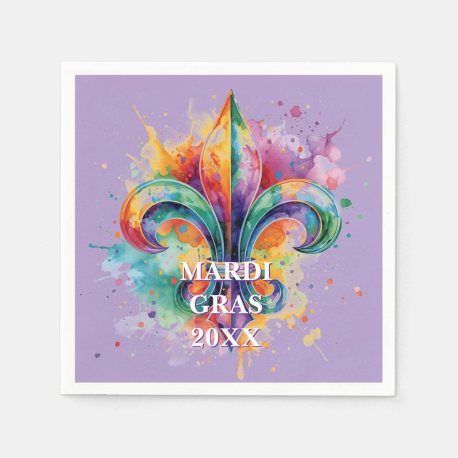 Elegante individuelle Mardi-Gras-Farben Serviette (Vorderseite)