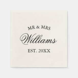 Elegante individuelle Mr Mrs Papier Hochzeitsfeier Serviette