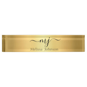 Elegante Initialen auf Gold Namensplakette