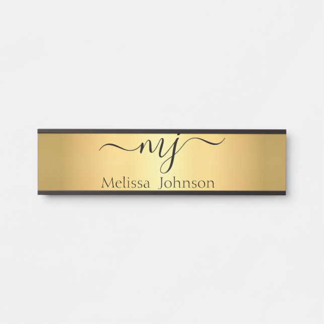 Elegante Initialen auf Gold Türschild (Vorderseite )