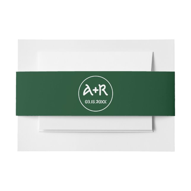 Elegante Initialen dunkelgrüne keltische Hochzeit Einladungsbanderole (Vorderseite Beispiel)