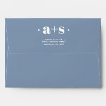 Elegante Initialen dustig blau, errötete Hochzeit