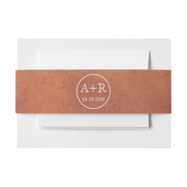 Elegante Initialen farben Terracotta Hochzeit Einladungsbanderole