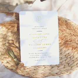 Elegante Initials Black & White Foto Hochzeit Folieneinladung