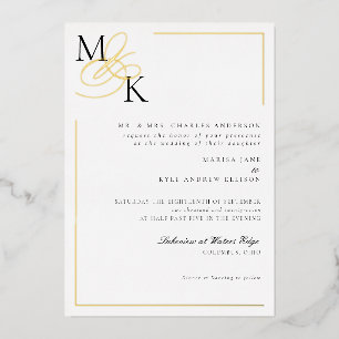 Elegante Initials Classic Wedding Foil Einladung