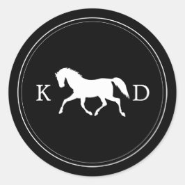 Elegante Initials Horse Gastgeschenk Hochzeit Runder Aufkleber
