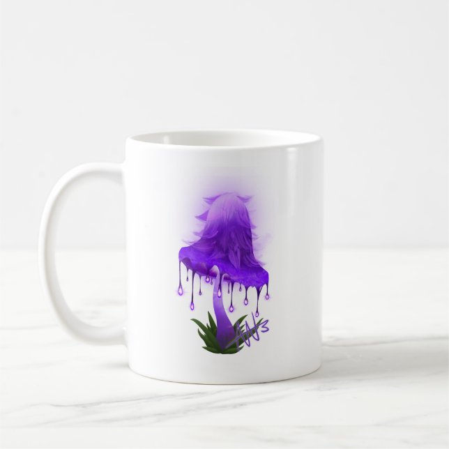 Elegante Inky Cap glühende Lila Mushroom-Tasse Kaffeetasse (Links)