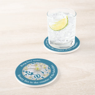 Elegante Inspiration White Daisy Art Ozean Blau Getränkeuntersetzer
