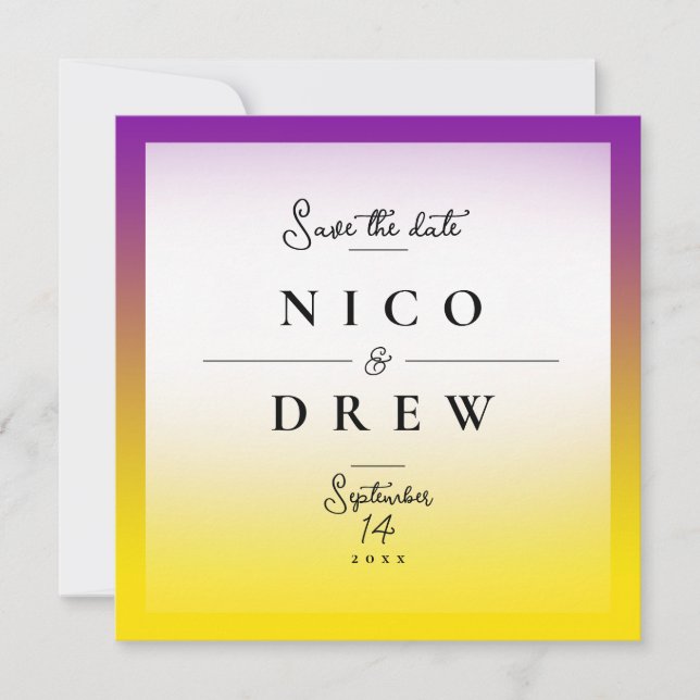 Elegante Intersex Pride Wedding Save The Date (Vorderseite)