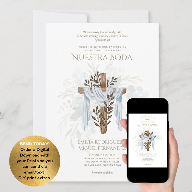 Elegante Invitación De Boda Católica Bilingüe Einladung (Von Creator hochgeladen)