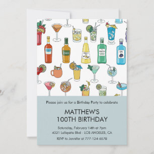Elégante invitation 100e anniversaire Cocktail Mod