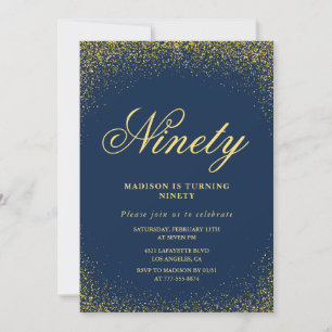 Elégante invitation 90e anniversaire Gold Navy Gla