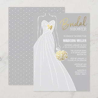 Elégante invitation à la douche nuptiale | Gris et