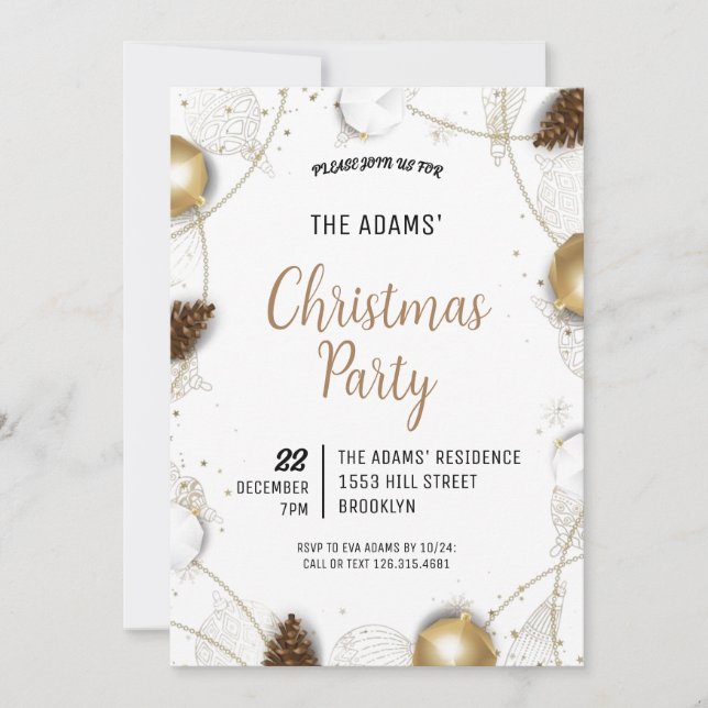 Élégante invitation à la fête de Noël (Devant)