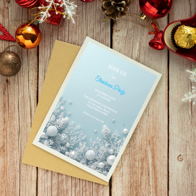 Élégante invitation à la fête de Noël blanche et b (Créateur téléchargé)