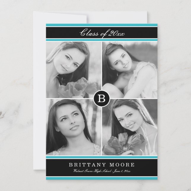 Élégante invitation à la remise des diplômes - Tur (Devant)