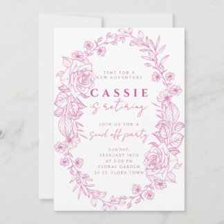 Elégante invitation à la retraite florale rose vif