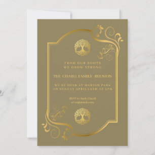 Elégante invitation à la réunion de famille en or