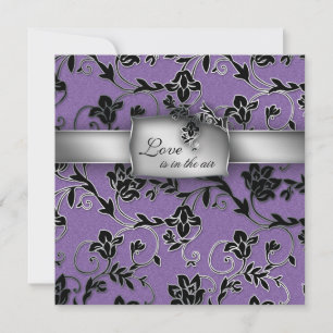 Elégante invitation au mariage Silver Purple Flora