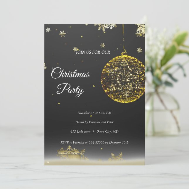 Elégante invitation aux étoiles à paillettes noire (Debout devant)