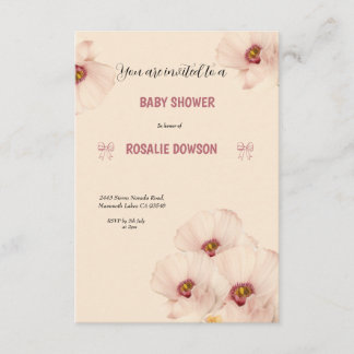 Elégante Invitation Baby shower Floral