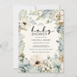 Elégante Invitation Baby shower Floral