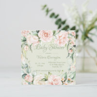Elégante Invitation Baby shower Floral