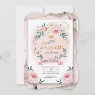 Elégante Invitation Baby shower Floral Rose - Eau