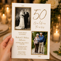 Élégante invitation de 50 ans de mariage en ivoire