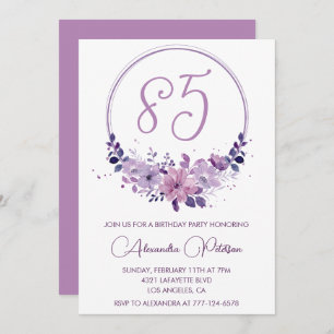 Elégante invitation de 85e anniversaire Floral Pur