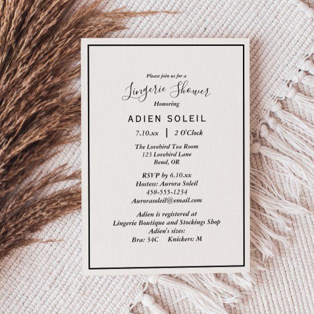 Élégante invitation de douche de lingerie moderne (Créateur téléchargé)