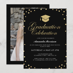 Elégante invitation de la fête de grad noir & or