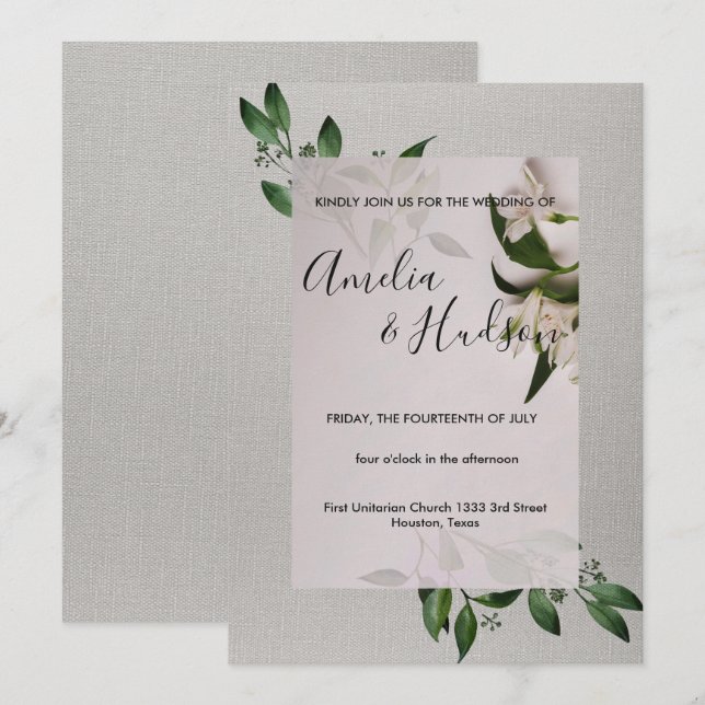 Elégante invitation de mariage (Devant / Derrière)