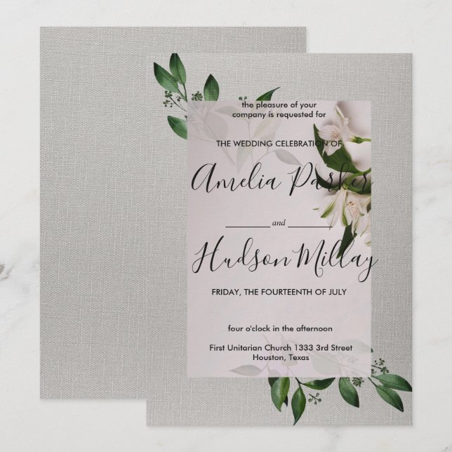 Elégante invitation de mariage (Devant / Derrière)