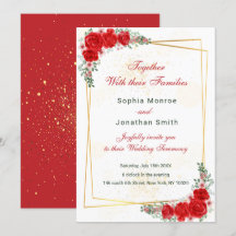 élégante invitation de mariage à cadre doré floral