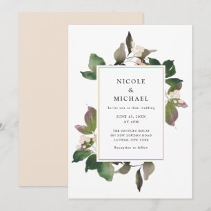 Élégante invitation de mariage à la flore rose et